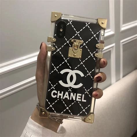 chanel trunk phone case|Chanel phone case with chain.